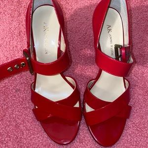 Bright red Patent AK Anne Klein Buckle Sandals